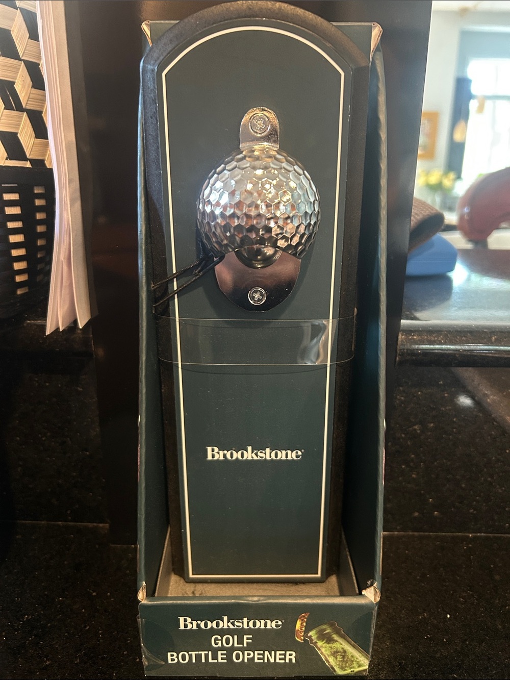 Brookstone Black and Silver Golf Bottle Opener Plaque